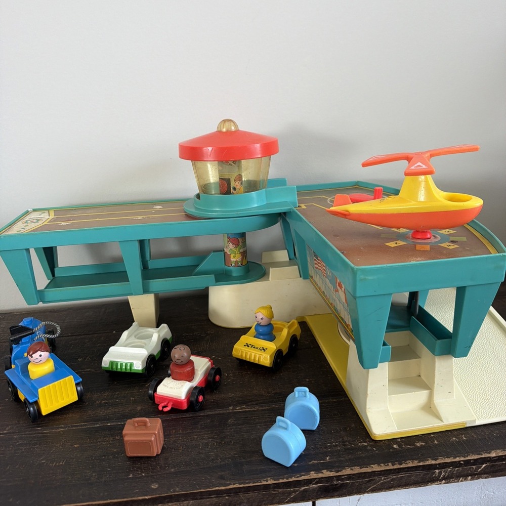 Jetport 915, Fisher Price, Teal, Vintage Little People Airport Playset
